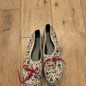 Floral Canvas Sneakers with Red Accents